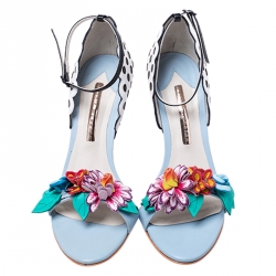 Sophia Webster Multicolor Leather Lilico Flower Embellished Ankle Strap Open Toe Sandals Size 39