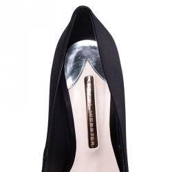 Pre Owned Sophia Webster Black Satin Crystal Embellished Coco Pumps Size 37.5