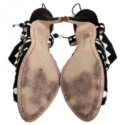 Pre Owned Sophia Webster Black/White Suede and Leather Riko Cut Out Sandals Size 41