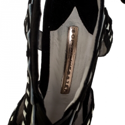 Pre Owned Sophia Webster Black/White Suede and Leather Riko Cut Out Sandals Size 41
