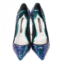 Sophia Webster Blue Sequin Fabric Coco Pumps Size 36