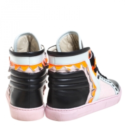 Pre Owned Sophia Webster Multicolor Leather, Patent and Glitter Fabric Riko High Top Sneakers Size 38