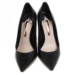 Sophia Webster Black Leather Crystal Embellished Heel Coco Pumps Size 41