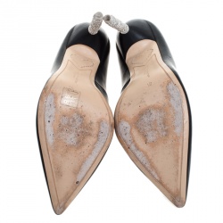 Sophia Webster Black Leather Crystal Embellished Heel Coco Pumps Size 41