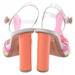 Pre Owned Sophia Webster Multicolor Jelly Rosa Bow Ankle Strap Sandals Size 37