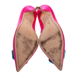 Pre Owned Sophia Webster Hot Pink Satin Lola Gem Pointed Toe Pumps Size 41