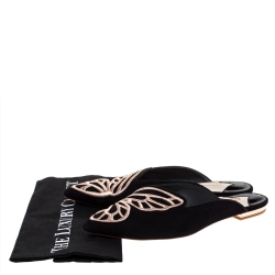 Sophia Webster Black Suede Bibi Butterfly Flat Mules Size 37.5