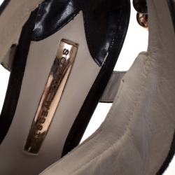 Pre Owned Sophia Webster Black Suede and Metallic Rose Gold Leather Riko Cut Out Sandals Size 38.5