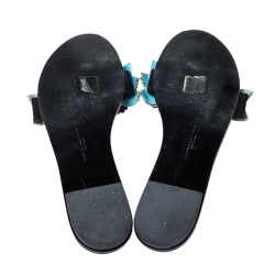 Sophia Webster Black Suede Glitter And Crystal Floral Embellished Lilico Flat Slides Size 38.5