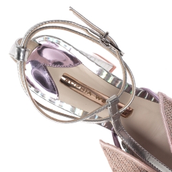 Sophia Webster Multicolor Metallic Leather And PVC Lana Crystal Embellished Block Heel Sandals Size 36