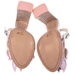 Sophia Webster Multicolor Metallic Leather And PVC Lana Crystal Embellished Block Heel Sandals Size 36