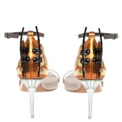 Pre Owned Sophia Webster Multicolor Leather Chiara Wings Ankle Strap Sandals Size 38.5