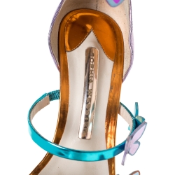 Pre Owned Sophia Webster Metallic Multicolor Leather Harmony Butterfly Ankle Cuff Sandals Size 35