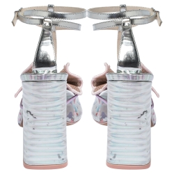 Sophia Webster Multicolor Metallic Leather And PVC Lana Crystal Embellished Block Heel Sandals Size 40