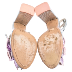 Sophia Webster Multicolor Metallic Leather And PVC Lana Crystal Embellished Block Heel Sandals Size 40