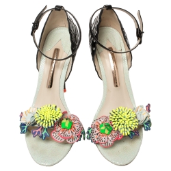 Pre Owned Sophia Webster Multicolor Patent Leather Lilico Ankle Strap Sandals Size 38.5