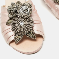 Pre Owned Sophia Webster Light Pink Satin Lilico Flat Slides Size 40