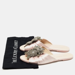 Pre Owned Sophia Webster Light Pink Satin Lilico Flat Slides Size 40