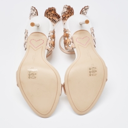 Pre Owned Sophia Webster Rose Gold/White Leather Evangeline Ankle Strap Sandals Size 37