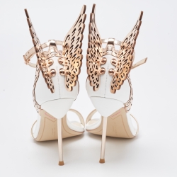 Pre Owned Sophia Webster Rose Gold/White Leather Evangeline Ankle Strap Sandals Size 37