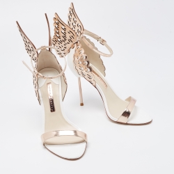 Pre Owned Sophia Webster Rose Gold/White Leather Evangeline Ankle Strap Sandals Size 37