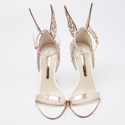 Pre Owned Sophia Webster Rose Gold/White Leather Evangeline Ankle Strap Sandals Size 37