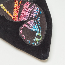 Pre Owned Sophia Webster Black Suede Butterfly Slingback Ballet Flats 39