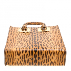 Sophie Hulme Leopard Print Leather Albion Top Handle Bag