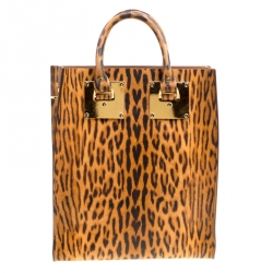 Sophie Hulme Leopard Print Leather Albion Top Handle Bag
