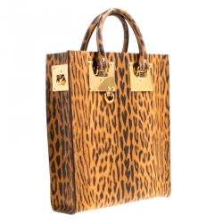 Sophie Hulme Leopard Print Leather Albion Top Handle Bag