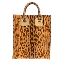 Sophie Hulme Leopard Print Leather Albion Top Handle Bag