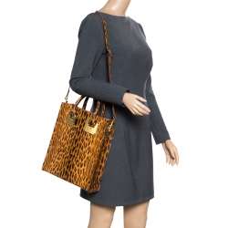 Sophie Hulme Leopard Print Leather Albion Top Handle Bag