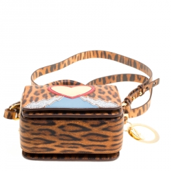 Sophie Hulme Brown Leopard Print Leather Small Finsbury Shoulder Bag
