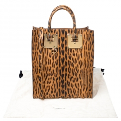  Sophie Hulme Brown/Black Leopard Print Leather Albion Tote