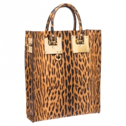  Sophie Hulme Brown/Black Leopard Print Leather Albion Tote