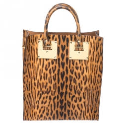  Sophie Hulme Brown/Black Leopard Print Leather Albion Tote
