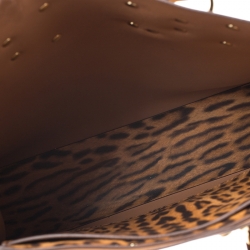  Sophie Hulme Brown/Black Leopard Print Leather Albion Tote