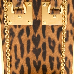 Sophie Hulme Brown Leopard Print Leather Compton Box Top Handle Shoulder Bag
