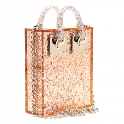 Sophie Hulme Clear Brown Glitter Perspex Compton Crossbody Bag 