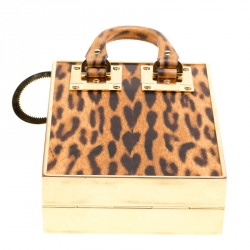 Pre Owned Sophie Hulme Brown Leopard Print Leather Compton Crossbody Bag