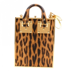 Pre Owned Sophie Hulme Brown Leopard Print Leather Compton Crossbody Bag