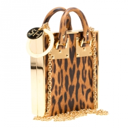 Pre Owned Sophie Hulme Brown Leopard Print Leather Compton Crossbody Bag