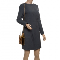 Pre Owned Sophie Hulme Brown Leopard Print Leather Compton Crossbody Bag