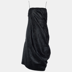 Black Floral Print Synthetic Sleeveless Dress