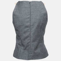 Pre Owned Sportmax Grey Wool Lace Detail Sleeveless Top S