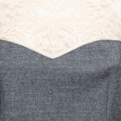 Pre Owned Sportmax Grey Wool Lace Detail Sleeveless Top S