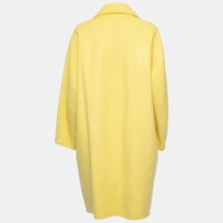 Pre Owned Sportmax Light Yellow Wool Mid Length Coat M