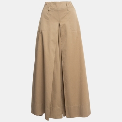 Pre Owned Sportmax Beige Gabardine Tapered Wide Leg Pants S