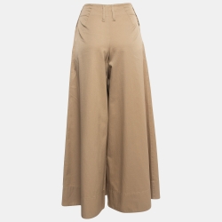 Pre Owned Sportmax Beige Gabardine Tapered Wide Leg Pants S