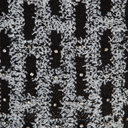 St. John Couture Monochrome Textured Lurex Knit Crystal Embellished Pencil Skirt S